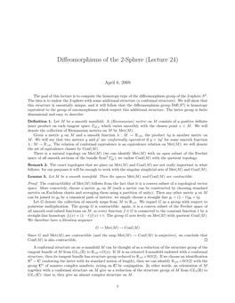 Diffeomorphisms of the 2-Sphere (Lecture