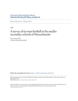 A Survey of Six-Man Football in the Smaller Secondary Schools of Massachusetts