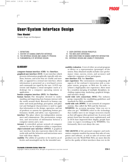 PROOF User/System Interface Design