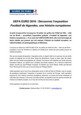 UEFA EURO 2016 : Découvrez L'exposition Football De Légendes, Une Histoire Européenne