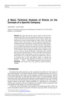 A Basic Technical Analysis of Shares on the Example of a Specific Company