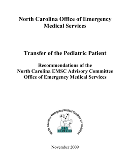 NC DHSR OEMS: Transfer of the Pediatric Patient