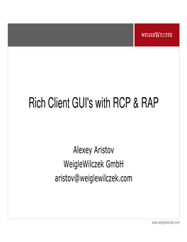 Rich Client GUI's with RCP &