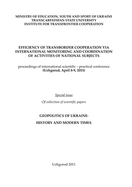 Efficiency of Transborder Cooperation Via International Monitoring and Coordination of Activities of National Subjects