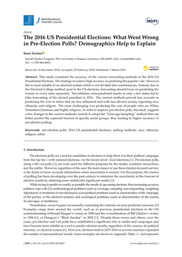 The 2016 US Presidential Elections: What Went Wrong in Pre-Election Polls? Demographics Help to Explain