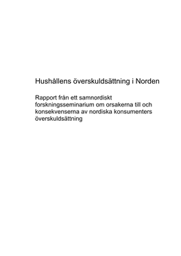 Hushållens Överskuldsättning I Norden