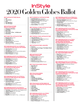 2020Golden Globes Ballot