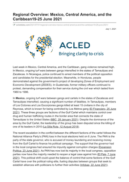 Regional Overview: Mexico, Central America, and the Caribbean19-25 June 2021