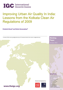 Improving Urban Air Quality in India: Lessons from the Kolkata Clean Air Regulations of 2009