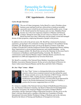 CRC Appointments – Governor