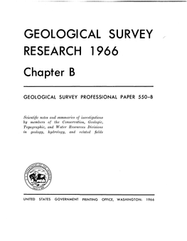 GEOLOGICAL SURVEY RESEARCH 1966 Chapter B