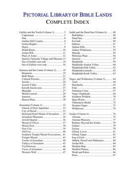 Pictorial Library of Bible Lands Complete Index