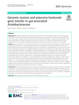 Genomic Erosion and Extensive Horizontal Gene Transfer in Gut-Associated Acetobacteraceae Bryan P