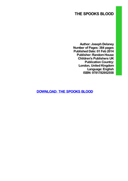 The Spooks Blood Pdf Free Download