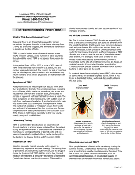 Tick-Borne Relapsing Fever (TBRF) Managed Properly