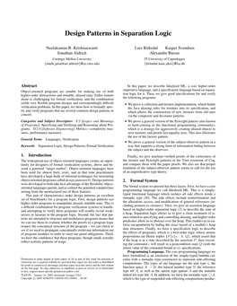 Design Patterns in Separation Logic