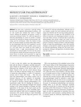 MOLECULAR PALAEOBIOLOGY by KEVIN J