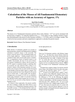 Calculation of the Masses of All Fundamental Elementary Particles with an Accuracy of Approx