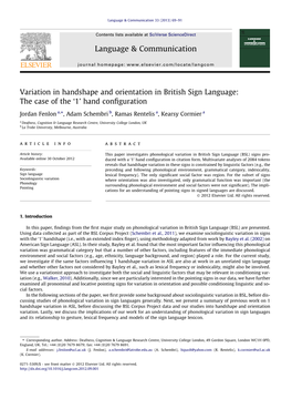 Variation in Handshape and Orientation in British Sign Language