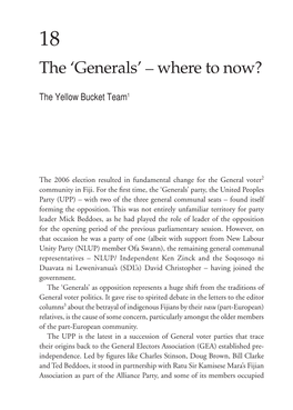 The 'Generals' – Where to Now?