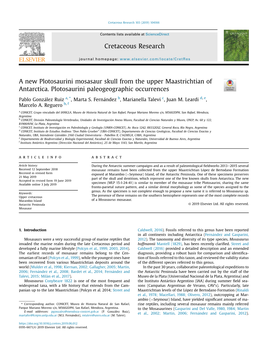 A New Plotosaurini Mosasaur Skull from the Upper Maastrichtian of Antarctica