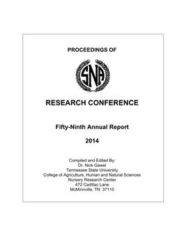 2014 SNA Research Conference Proceedings