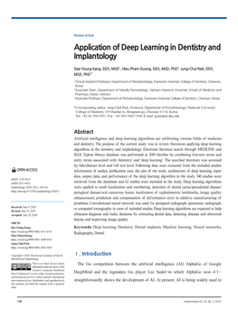 Application of Deep Learning in Dentistry and Implantology