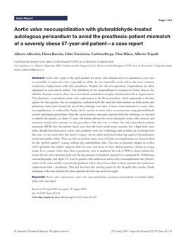 Aortic Valve Neocuspidization with Glutaraldehyde-Treated Autologous