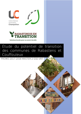 Étude Du Potentiel De Transition Des Communes De Rabastens Et Couffouleux PROMO 2017-2018 MASTER 2 GSE-VRT