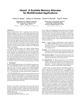 Hoard: a Scalable Memory Allocator For