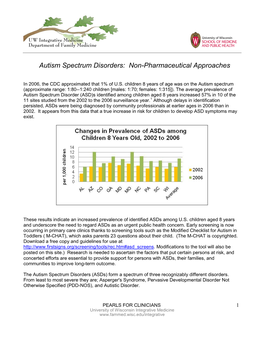 Autism Spectrum Disorders: Non-Pharmaceutical Approaches