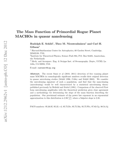 The Mass Function of Primordial Rogue Planet Machos in Quasar Nanolensing