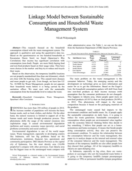 Linkage Model Between Sustainable Consumption and Household Waste Management System