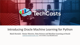 Introducing Oracle Machine Learning for Python