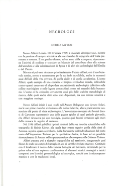 NECROLOGI NEREO ALFIERI Nereo Alfieri (Loreto 1914-Ferrara 1995)