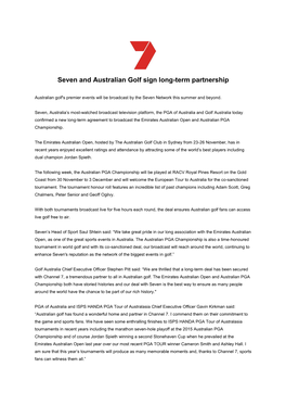 Seven and Australian Golf Sign Long-Term Partnersh