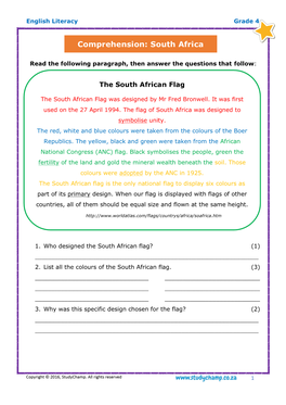 Comprehension: South Africa