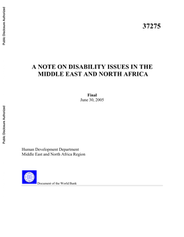 A Note on Disability Issues in the Middle East and North Africa