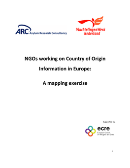 Ngos Working on Country of Origin Information in Europe: a Mapping