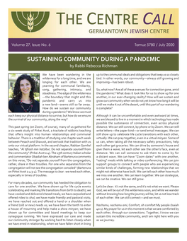Sustaining Community During a Pandemic by Rabbi Rebecca Richman