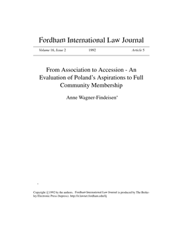 An Evaluation of Poland's Aspirations to Full Community Membership*