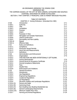 Chapter 17 Municipal Code Is Hereby Replaced Follows