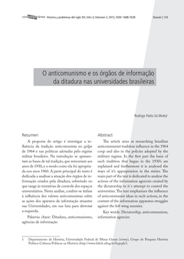 O Anticomunismo E Os Órgãos De Informação Da Ditadura Nas Universidades Brasileiras