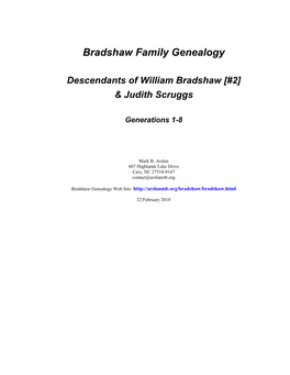 Descendants of William Bradshaw (#2) & Judith Scruggs