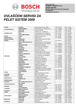 Ovlašćeni Servisi Za Pelet Sistem 2000