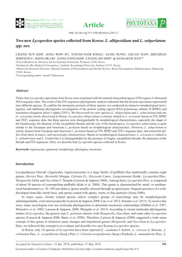 Two New Lycoperdon Species Collected from Korea: L