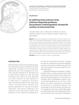 An Additional Brain Endocast of the Ictidosaur Riograndia Guaibensis