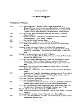 Yves Klein Bibliography