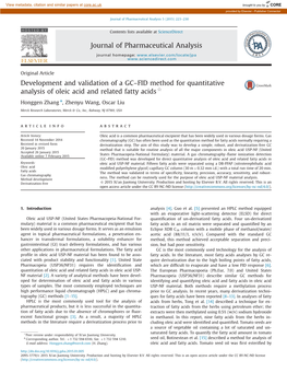 Development and Validation of a GC–FID Method for Quantitative Analysis of Oleic Acid and Related Fatty Acids$