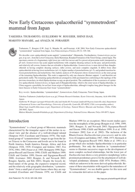 New Early Cretaceous Spalacotheriid “Symmetrodont” Mammal from Japan